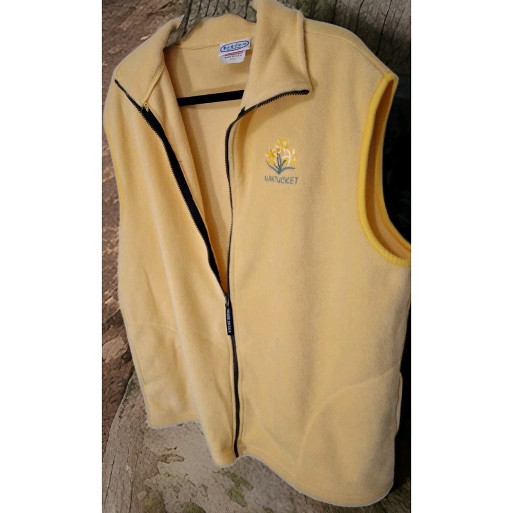 3XL Womens Yellow Zip Up Sleevless Fleece Vest Nantucket Daffodils Logo 240